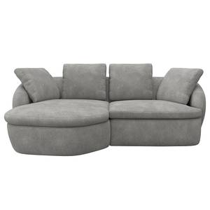 Ecksofa APELLO mit Longchair Bouclé Stoff Bony: Grau - Breite: 217 cm - Longchair davorstehend links