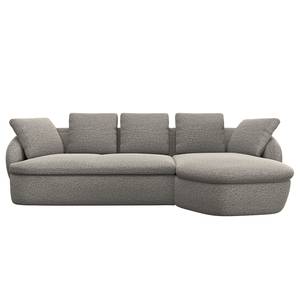 Ecksofa APELLO mit Longchair Webstoff Mava: Grau / Weiß meliert - Breite: 276 cm - Longchair davorstehend rechts