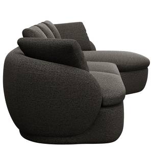 Ecksofa APELLO mit Longchair Webstoff Mava: Anthrazit / Schwarz / Weiß meliert - Breite: 276 cm - Longchair davorstehend rechts