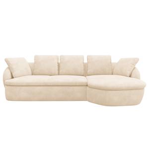 Ecksofa APELLO mit Longchair Bouclé Stoff Bony: Beige - Breite: 276 cm - Longchair davorstehend rechts