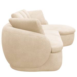 Ecksofa APELLO mit Longchair Bouclé Stoff Bony: Beige - Breite: 276 cm - Longchair davorstehend rechts