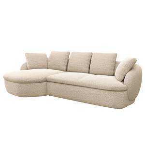 Ecksofa APELLO mit Longchair Webstoff Mava: Creme / Beige / Grau meliert - Breite: 276 cm - Longchair davorstehend links