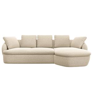 Ecksofa APELLO mit Longchair Webstoff Mava: Creme / Beige / Grau meliert - Breite: 276 cm - Longchair davorstehend rechts