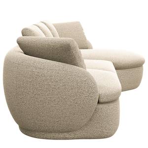 Ecksofa APELLO mit Longchair Webstoff Mava: Creme / Beige / Grau meliert - Breite: 276 cm - Longchair davorstehend rechts