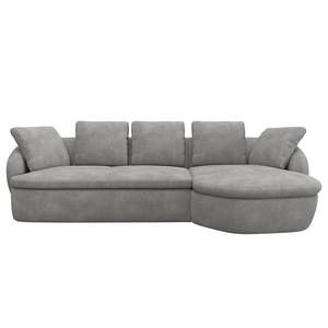 Ecksofa APELLO mit Longchair Bouclé Stoff Bony: Grau - Breite: 276 cm - Longchair davorstehend rechts