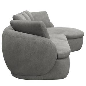 Ecksofa APELLO mit Longchair Bouclé Stoff Bony: Grau - Breite: 276 cm - Longchair davorstehend rechts