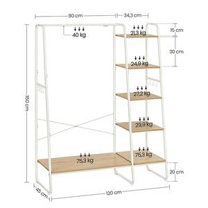 Kompaktgarderobe Websterville Metall - Eiche Dekor / Weiß