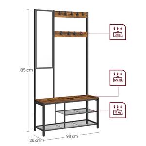 Kompaktgarderobe Morristown mit Spiegel Dunkelbraun / Schwarz