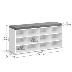 Schuhbank Haysville Typ A Grau / Weiß - Breite: 104 cm