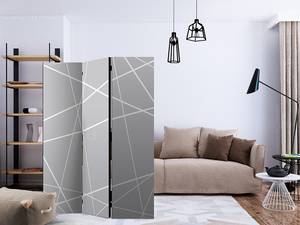 Paravent Modern Cobweb Akustik Vlies auf Massivholz - Hellgrau - 135 x 172 cm