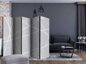 Paravent Modern Cobweb 1-seitig Vlies auf Massivholz - Hellgrau - 225 x 172 cm