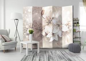 Paravent Diamond Lilies 1-seitig Vlies auf Massivholz - Beige