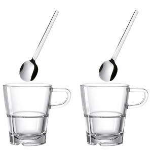 Set di 4 bicchieri da caffè Senso Vetro trasparente / Acciaio inox - Trasparente - Capacità: 0.25 L