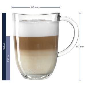 Latte Macchiato Glas Napoli 4-teilig Klarglas / Edelstahl - Transparent