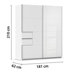 Schwebetürenschrank Luzia mit Glastür Alpinweiß - Breite: 181 cm