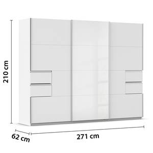 Schwebetürenschrank Luzia mit Glastür Alpinweiß - Breite: 271 cm