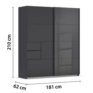 Schwebetürenschrank Luzia mit Glastür Graumetallic - Breite: 181 cm