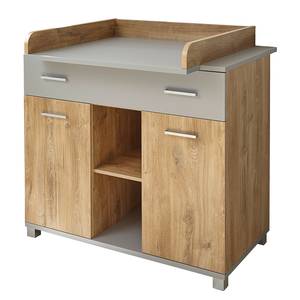 Verschoningscommode Yamino Bolton eikenhouten look/poolgrijs