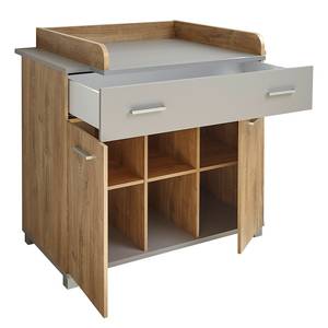 Verschoningscommode Yamino Bolton eikenhouten look/poolgrijs