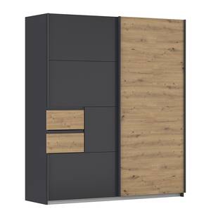 Schwebetürenschrank Luzia Extra Graumetallic / Eiche Artisan Dekor - Breite: 181 cm