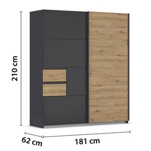 Schwebetürenschrank Luzia Extra Graumetallic / Eiche Artisan Dekor - Breite: 181 cm