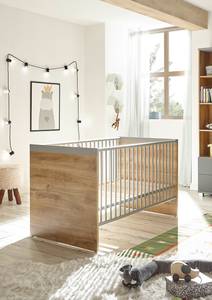 Babybett Yamino Eiche Bolton Dekor / Arktisgrau