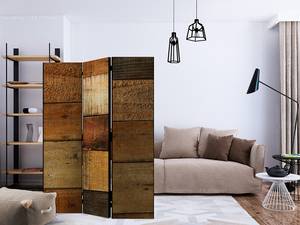 Kamerscherm Wooden Textures 1-zijdig vlies op massief hout - bruin - 135 x 172 cm