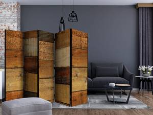 Paravento Wooden Textures 1 lato Tessuto non tessuto su legno massello - Marrone - 225 x 172 cm