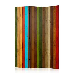 Paravento Wooden Rainbow 1 lato Tessuto non tessuto su legno massello - Multicolore - 135 x 172 cm