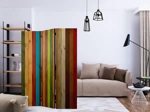 Kamerscherm Wooden Rainbow 1-zijdig vlies op massief hout - meerdere kleuren - 135 x 172 cm