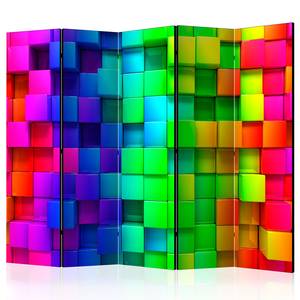 Paravento Colourful Cubes 1 lato Tessuto non tessuto su legno massello - Multicolore