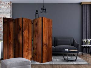 Paravent Pine Board acoustique Intissé sur bois massif - Marron