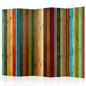 Paravent Wooden Rainbow 1 côté Intissé sur bois massif - Multicolore - 225 x 172 cm