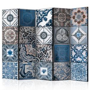 Kamerscherm Blue Arabesque Acoustic vlies op massief hout - blauw