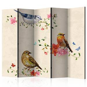 Paravento Bird Song acustico Tessuto non tessuto su legno massello - Multicolore - 225 x 172 cm