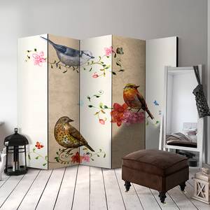 Kamerscherm Bird Song Acoustic vlies op massief hout - meerdere kleuren - 225 x 172 cm