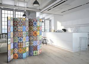 Kamerscherm Colorful Mosaic Acoustic vlies op massief hout - meerdere kleuren - 225 x 172 cm