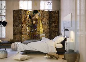 Kamerscherm Golden Kiss Acoustic vlies op massief hout - zwart/goudkleurig - 225 x 172 cm