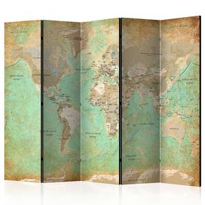 Kamerscherm Turquoise World Map Acoustic vlies op massief hout - turquoise