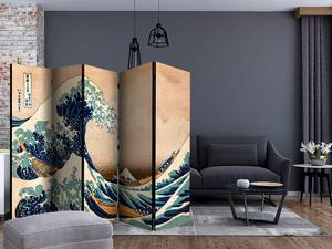 Paravento Hokusai Great Wave 1 lato Tessuto non tessuto su legno massello - Blu