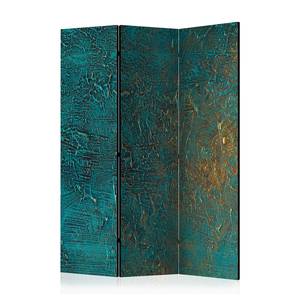 Paravent Azure Mirror acoustique Intissé sur bois massif - Turquoise / Doré - 135 x 172 cm