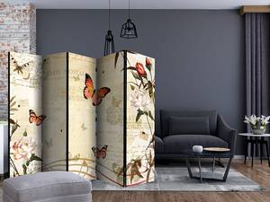 Paravent Melodie of Butterflies acoust. Intissé sur bois massif - Multicolore