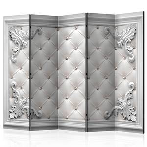 Paravent Quilted Leather 1-seitig Vlies auf Massivholz - Creme