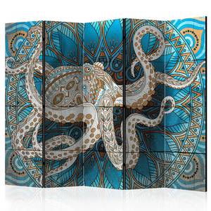 Kamerscherm Zen Octopus Acoustic vlies op massief hout - turquoise