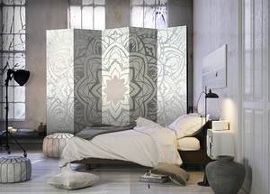 Paravent Winter Mandala acoustique Intissé sur bois massif - Gris clair