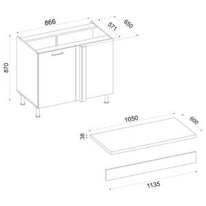 Eckunterschrank Collegno Matt Schwarz - Breite: 102 cm