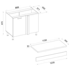 Eckunterschrank Collegno Matt Schwarz - Breite: 110 cm