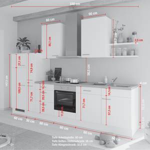 Küchenzeile Impuls 330 cm Weiß - Ausrichtung links - Ohne Elektrogeräte