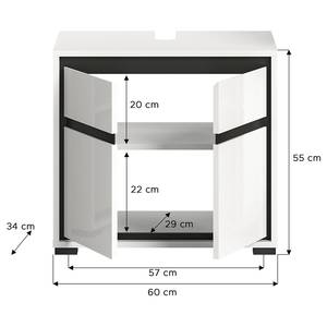 Waschbeckenunterschrank Campillo Hochglanz Weiß / Graphit