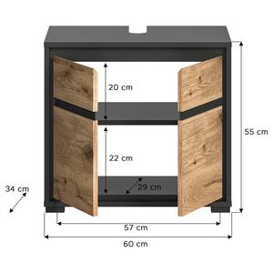 Waschbeckenunterschrank Campillo Eiche Dekor / Schwarz